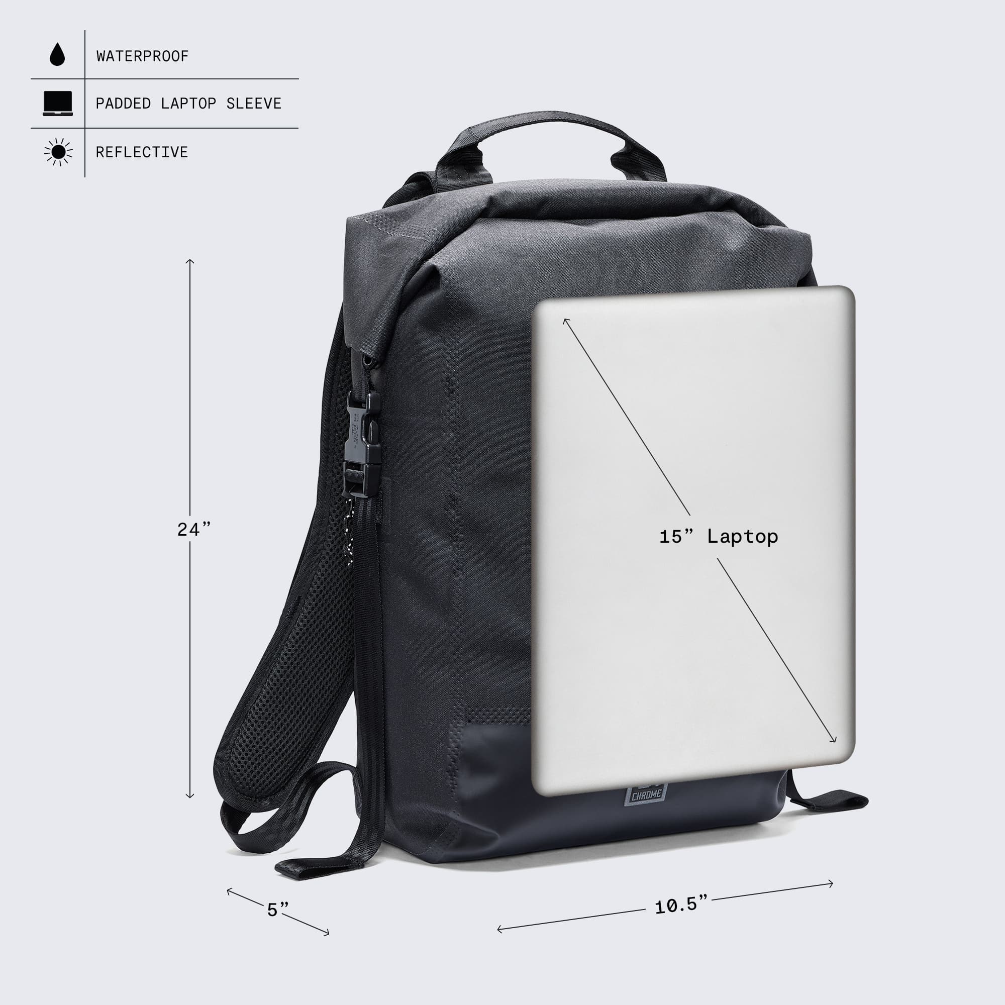 chrome-industries-urban-ex-20l-sac-dos-rolltop-tanche-20-l-avec-poche-ordinateur image 7